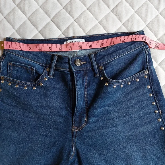 Nine West Dark Blue Wide Leg Jeans with Studs - Picture 4 of 6